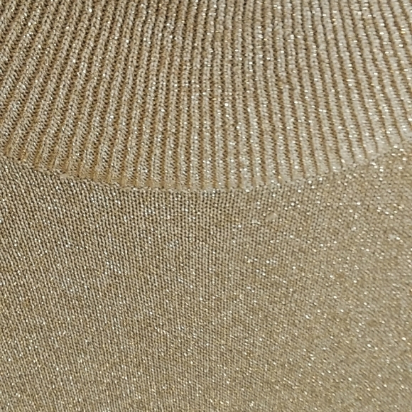 Talbots Silk Blend Pullover Knit Tan/Gold Heather Mock Neck Metallic Size M - Picture 5 of 12